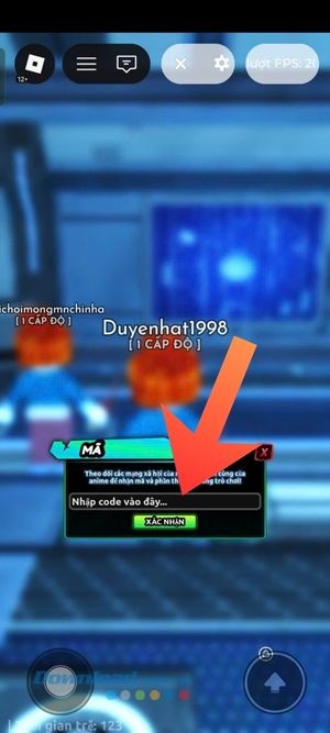 Nhập mã giftcode > Ấn vào nút Xác nhận