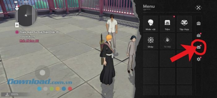 Chạm vào biểu tượng hòm thư