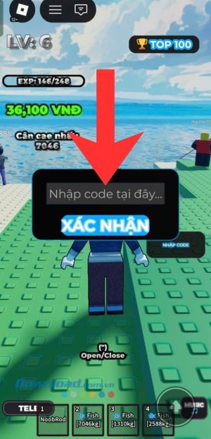 Nhập một trong những mã code phía trên > Nhấn vào nút Xác nhận