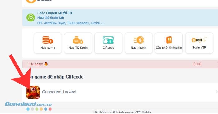 Chọn game Gunbound Legend: Vua Tọa Độ