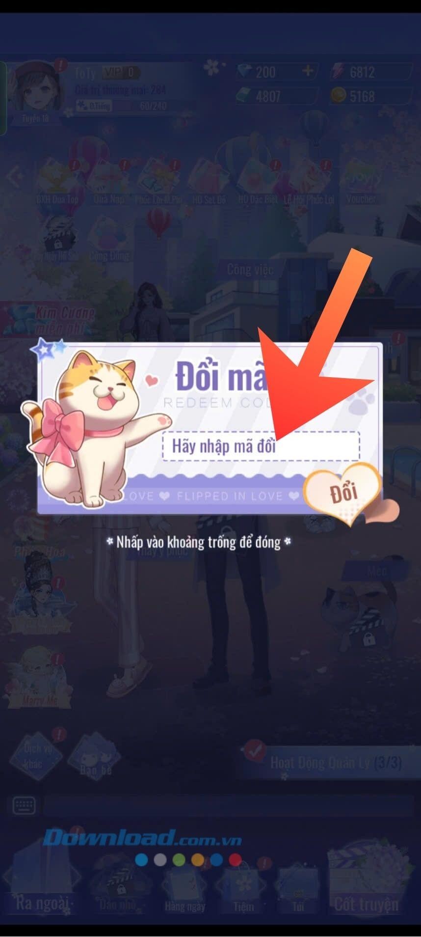 Nhập mã giftcode