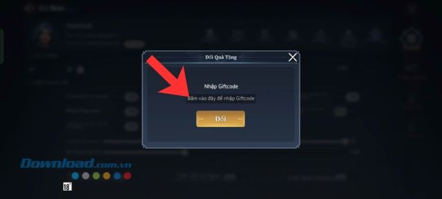 Nhập mã code phía bên trên > Nhấn vào nút Đổi