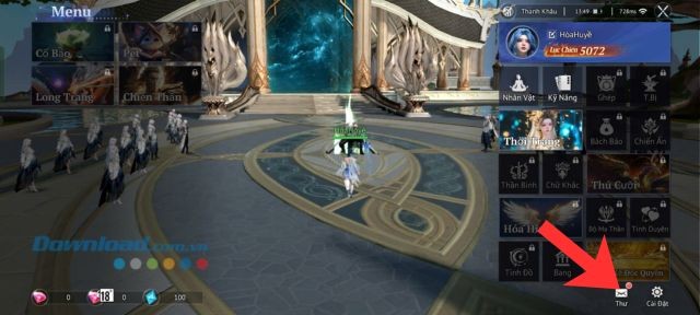 Ấn vào mục hòm thư