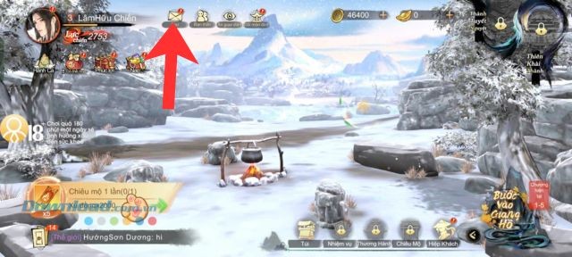 Nhấn vào biểu tượng bức thư