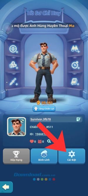 Ấn vào mục Cài đặt