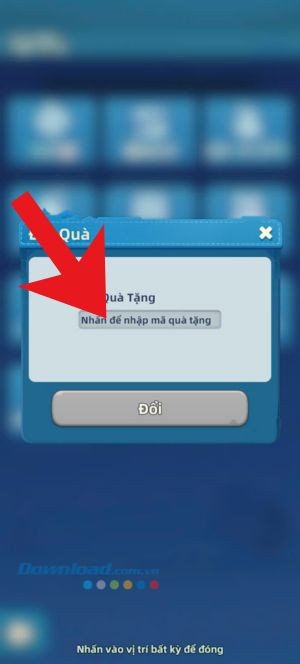 Nhập mã code game > Nhấn vào nút Đổi