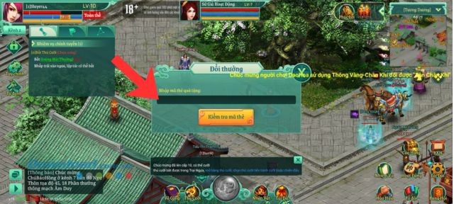 Nhập chính xác mã code phía trên > Nhấn vào nút Kiểm tra mã thẻ, rồi nhận quà