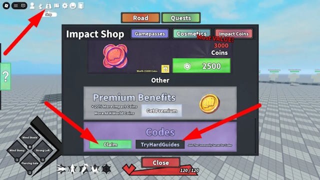 Quy trình đổi code Roblox Impact Arena rất dễ dàng