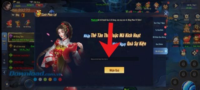 Nhập một trong những mã code phía trên > Nhấn vào nút Nhận quà