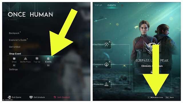Nhấp vào nút Redeem Code ở góc dưới bên phải màn hình
