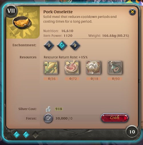 Albion Online: Hướng dẫn công thức nấu ăn tổng hợp