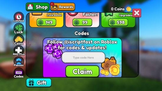 Màn hình đổi code Aura RNG