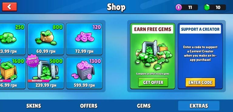 Màn hình nhập code Stumble Guys