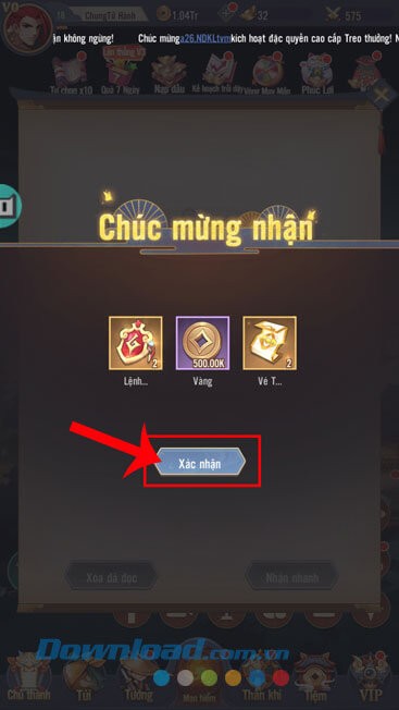 Chạm vào nút Xác nhận