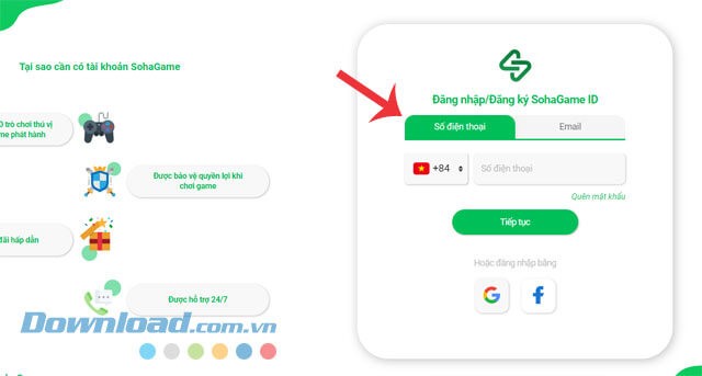Đăng nhập tài khoản SoHagame