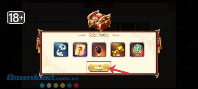 Tiếp tục, chạm vào nút Nhận