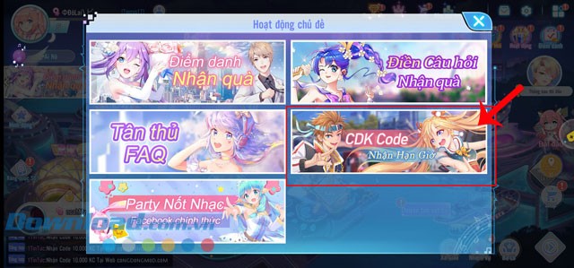 Chạm vào mục CK Code