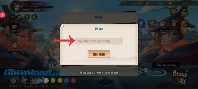 Nhập mã giftcode
