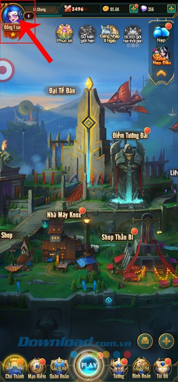 Ấn vào biểu tượng ảnh đại diện