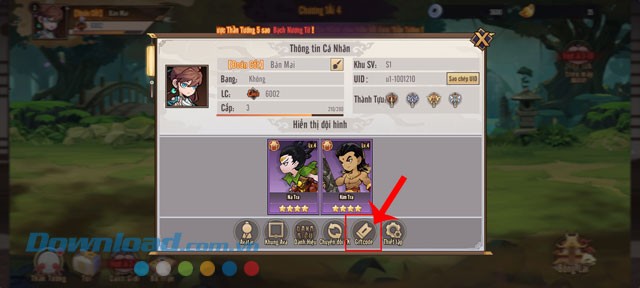 Chạm vào mục Giftcode