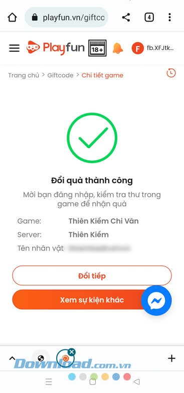 Đổi mã code thành công