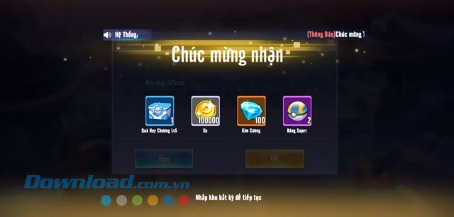 Nhấn vào màn hình để nhận phần quà