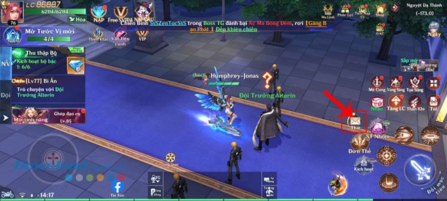 Ấn vào biểu tượng bức thư