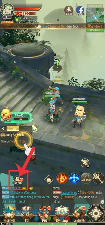 Chạm vào mục Hảo hữu