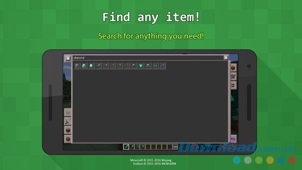 Toolbox for Minecraft: PE cho Android giúp bạn bổ sung mọi item cần thiết khi chơi Minecraft