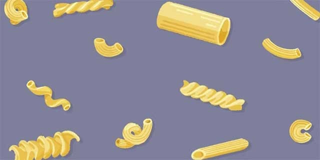 Sắp xếp các loại mỳ ống theo độ cong của chúng