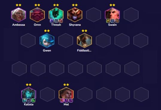 Đội hình Kalista Mel Noxus Quần Đảo Bóng Đêm