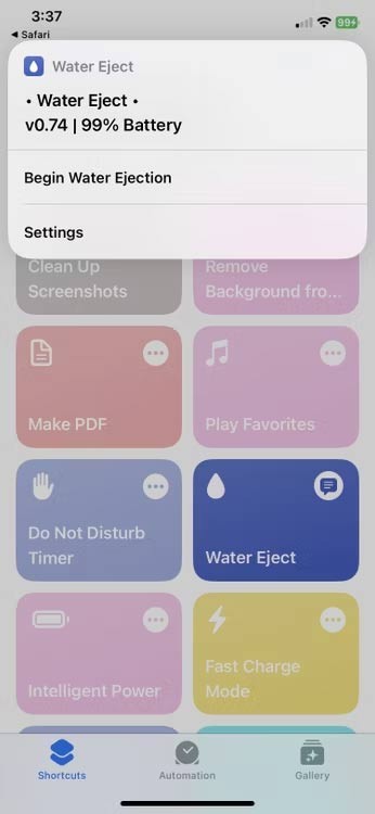 Shortcut bỏ nước cho iPhone