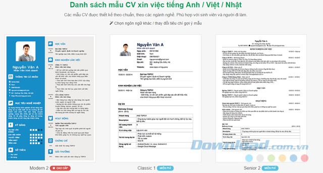 Tạo Mẫu CV đẹp