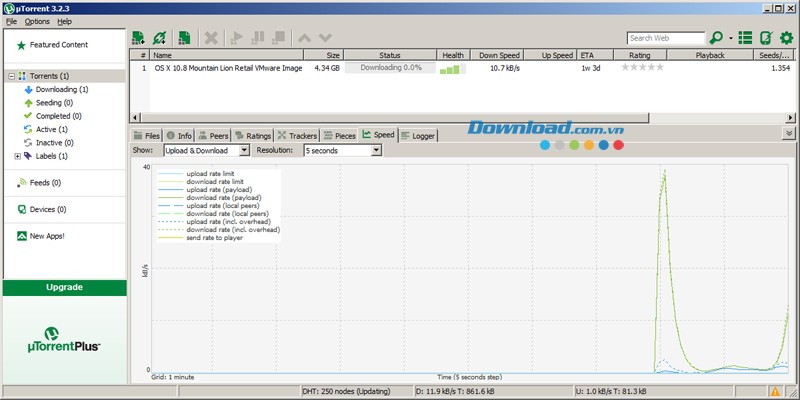Giao diện của uTorrent Portable