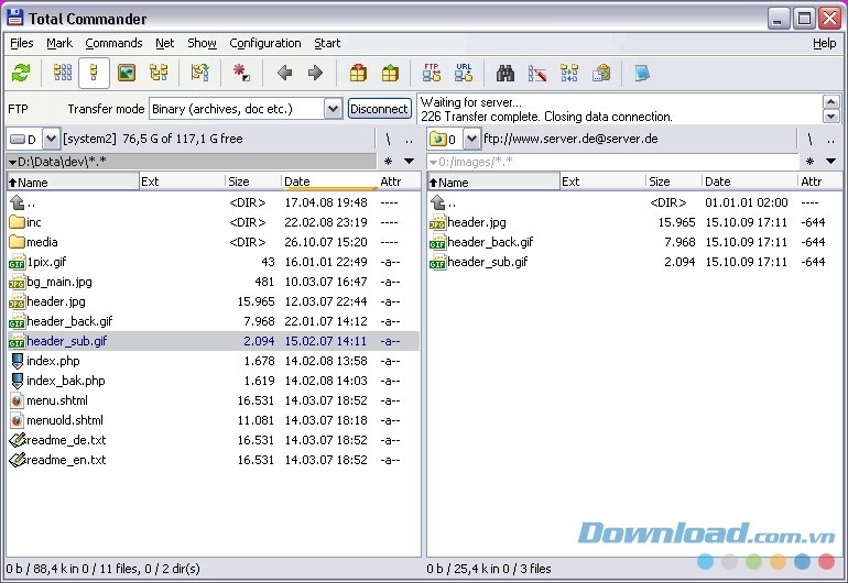 Total Commander tích hợp sẵn tính năng FTP Client