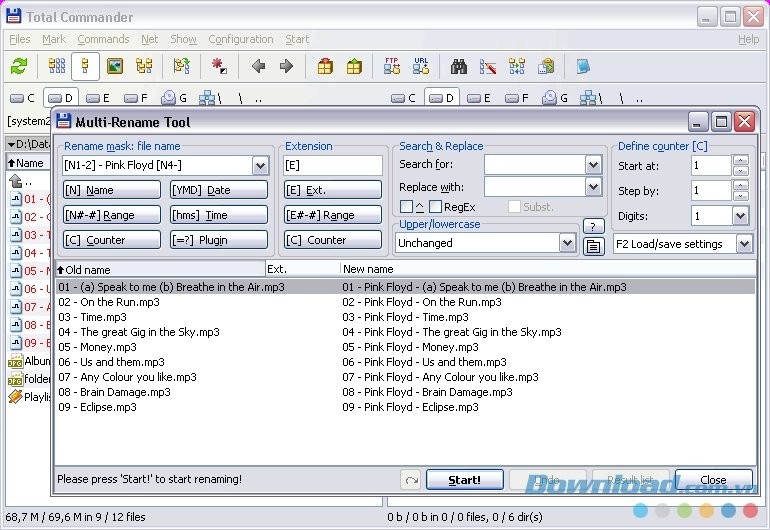 Tính năng đổi tên file hàng loạt trong Total Commander