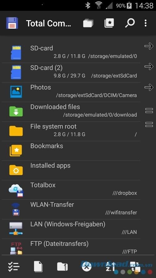 Total Commander cho Android giúp quản lý file trên Android