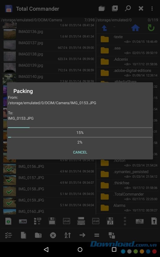 Giải nén file trên máy tính bảng với Total Commander