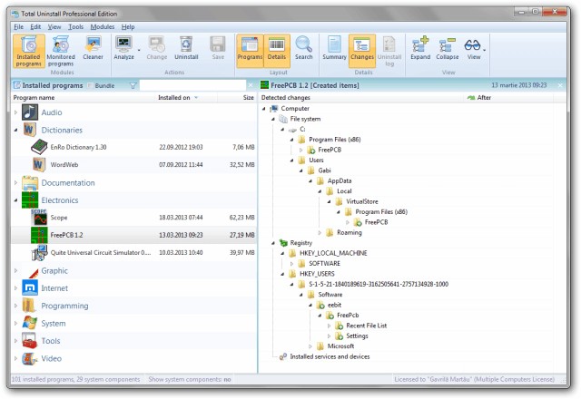 Giao diện cửa sổ chính của Total Uninstall