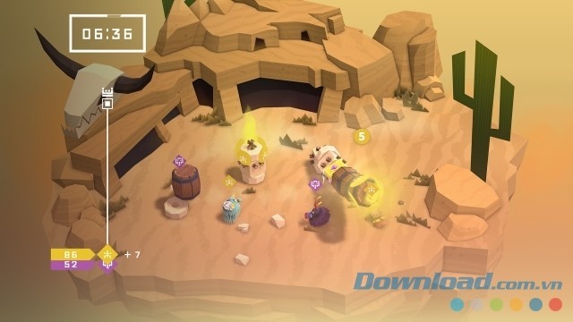 Đánh đổ công trình của kẻ thù trong game vui miễn phí Totemori cho máy tính, Mac và Linux