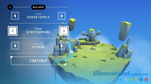 Lựa chọn đấu trường, phông nền và chế độ chơi trong game vui miễn phí Totemori cho máy tính, Mac và Linux