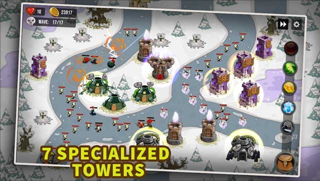 Tower Defense: The Last Realm for Android có 7 loại tháp pháo đặc biệt