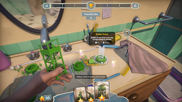 Đặt các tháp pháo ở vị trí chiến lược để bảo vệ căn cứ khỏi kẻ thù đồ chơi