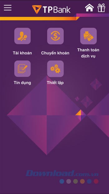 Giao diện chính TPBank