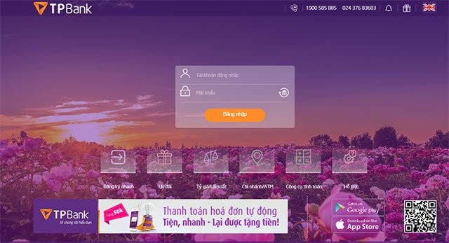 Giao diện đăng nhập TPBank eBanking