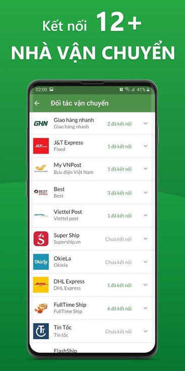 Kết nối hơn 12 nhà vận chuyển