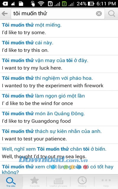 Tra câu cho Windows Phone