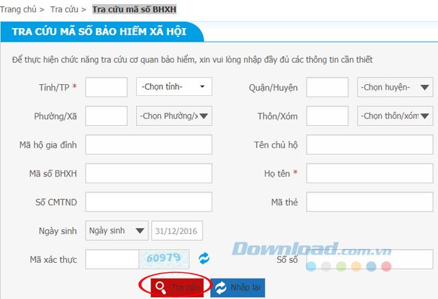 Tra cứu mã số BHXH