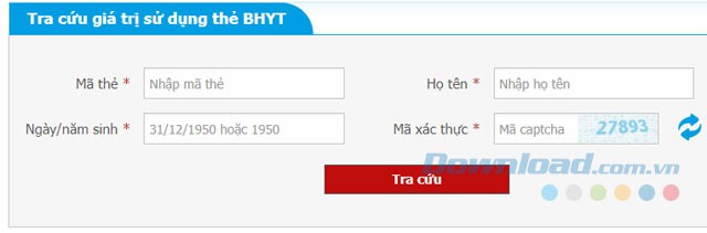 Tra cứu giá trị sử dụng thẻ BHYT