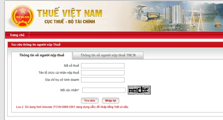 Tra cứu thông tin về người nộp thuế
